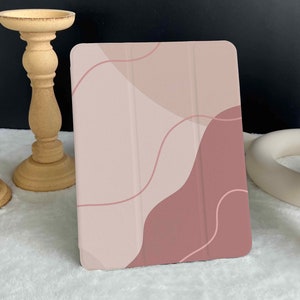 Waves With Pink Lines iPad case, New iPad Air 5 2022 iPad Pro 12.9&#39;&#39; 2021 iPad Mini6 case iPad 9.7&quot;/ 10.2&quot;/ 10.9&quot;/ 11&#39;&#39; Custom iPad
