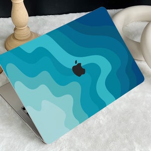Blue Gradient Ocean Waves Hard Cover MacBook Case, MacBook Pro 14 2021, MacBook M1 Pro 13, Air 13 Case MacBook Pro 16 2021 Pro 15 Case