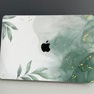 Green Water Dye Hard Cover MacBook Case, MacBook Pro 14 2021, MacBook M1 Pro 13, Air 13 Case MacBook Pro 16 MacBook Pro 15 Case