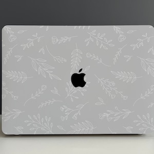 Grey Flora Calico Hard Cover MacBook Case, MacBook Pro 14 2021, MacBook M1 Pro 13, Air 13 Case MacBook Pro 16 MacBook 2021 Pro 15 Case
