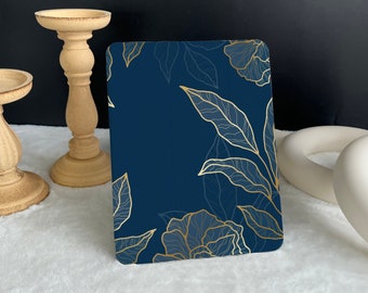 Royal Blue Leaves iPad case, New iPad Air 5 2022 iPad Pro 12.9&#39;&#39; 2021 iPad Mini 6 case iPad 9.7&quot;/ 10.2&quot;/ 10.9&quot;/ 11 inch Custom iPad