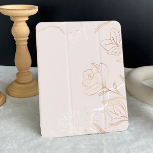 Elegante funda para iPad con flores rosas, nueva funda para iPad Air 5 2022, iPad Pro 12,9&#39;&#39; 2021, iPad Mini 6, iPad 9,7&quot;/ 10,2&quot;/ 10,9&quot;/ 11 pulgadas, iPad personalizada
