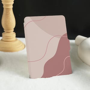 Waves With Pink Lines Kindle Case, Personalised Folio Case Cover for Kindle Paperwhite 1/2/3/4, Kindle Paperwhite Case 10th 11th Generation