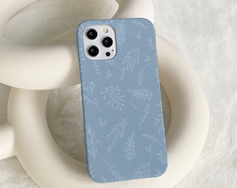 Étuis personnalisés bleus Flora Calico pour Apple iPhone 13 Pro Max iPhone 12 11 Pro Max iPhone 7plus 8plus X XS XR XSMax