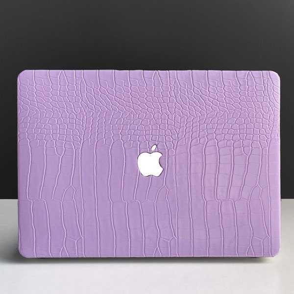 Lavender Crocodile Pattern MacBook Case, MacBook Pro 14 2021, MacBook M1 Pro 13, Air 13 Case MacBook Pro 16, MacBook 2021 Pro 15 Case