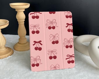Cute cherry pattern iPad Case, New iPad Pro 11" 13"Case 2024 iPad 10.9" 10th Air 5/4th 2022 iPad Mini 6 iPad 12.9"/10.2"/11'' iPad Cover