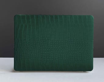 Dark Green Crocodile Pattern MacBook Case, MacBook Pro 14 2021, MacBook M1 Pro 13, Air 13 Case MacBook Pro 16, MacBook 2021 Pro 15 Case