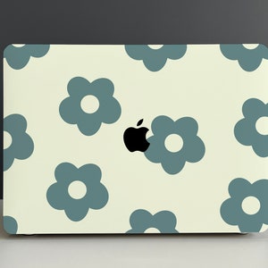 Repeating Green Flowers Hard Cover MacBook Case, MacBook Pro 14 2021, MacBook M1 Pro 13, Air 13 Case MacBook Pro 16 MacBook 2021 Pro 15 Case