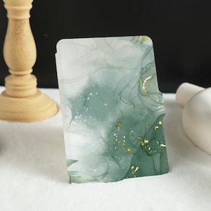 Green Water Dye Custom Kindle Case, Personalised Folio Case Cover for Kindle Paperwhite 1/2/3/4, Kindle Paperwhite Case 10th 11th Generation