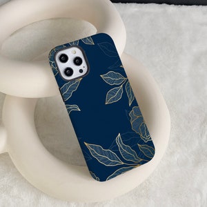 Royal Blue Leaves iPhone 13 Personalized Cases for Apple iPhone 13 Pro Max iPhone 12 11 Pro Max iPhone 7plus 8plus X XS XR XSMax