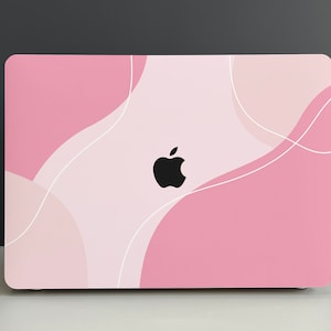 Pink Abstract Line Hard Cover MacBook Case, MacBook Pro 14 2021, MacBook M1 Pro 13, Air 13 Case MacBook Pro 16, MacBook 2021 Pro 15 Case