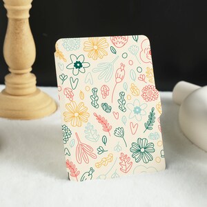 Flower Crayon Drawing Kindle Case, Personalised Folio Case Cover for Kindle Paperwhite 1/2/3/4, Kindle Paperwhite Case 10th 11th Generation