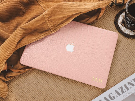 Peach Pink Croc Pattern MacBook Case, MacBook Pro 14 2026, MacBook M1 Pro 13, Air 13 Case MacBook Pro 16, MacBook 2026 Air 15 Case