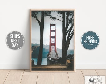 Golden Gate Wall Art, Bridge Photography, Urban Architecture, San Francisco Bridge, Golden Gate Vertical Art, Bay Area Photo, Physical Print