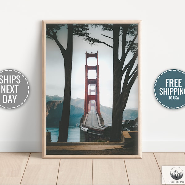 Golden Gate Wall Art, Bridge Photography, Urban Architecture, San Francisco Bridge, Golden Gate Vertical Art, Bay Area Photo, Physical Print