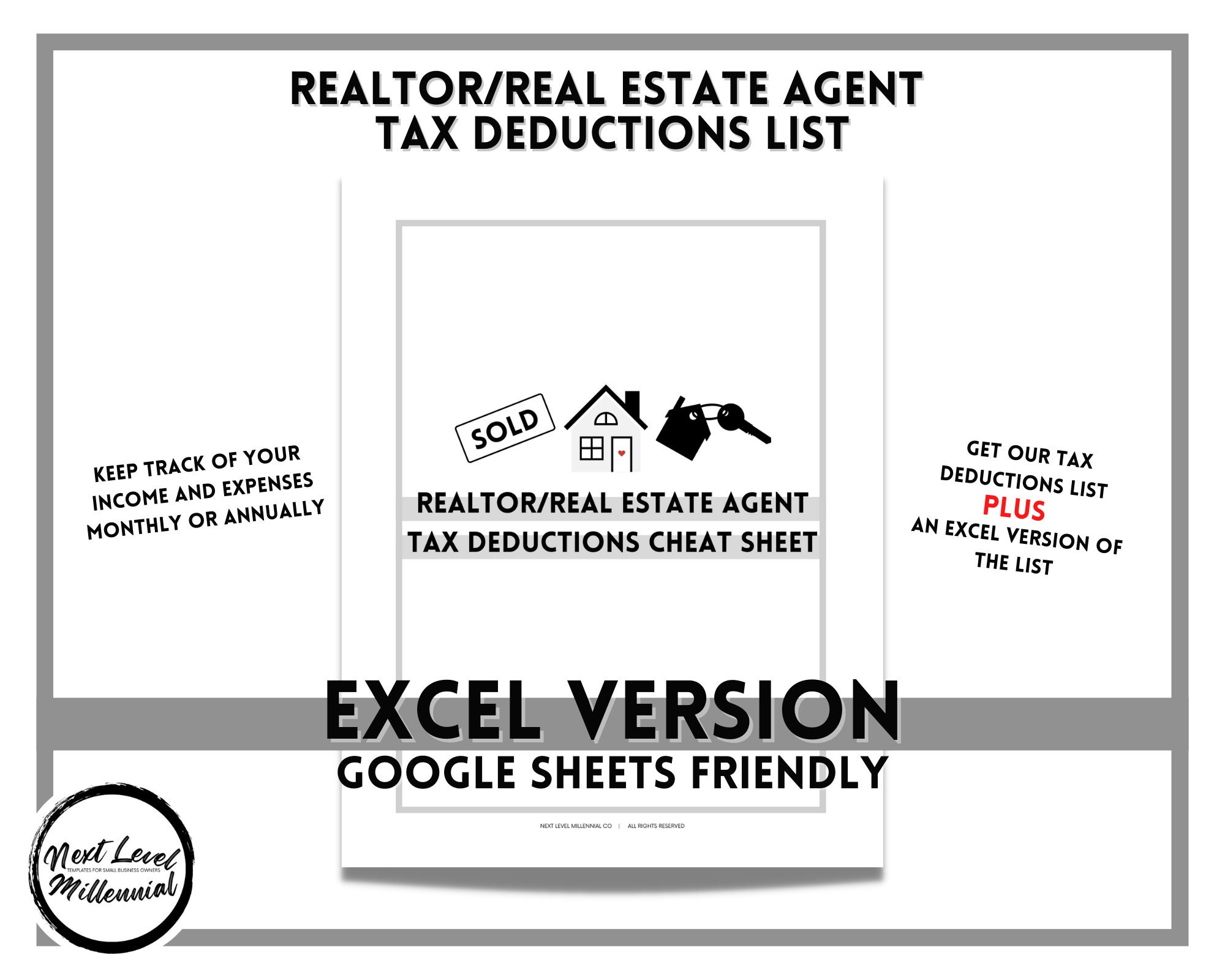 Realtor/real Estate Agent Excel Tax Cheat Sheet - Etsy
