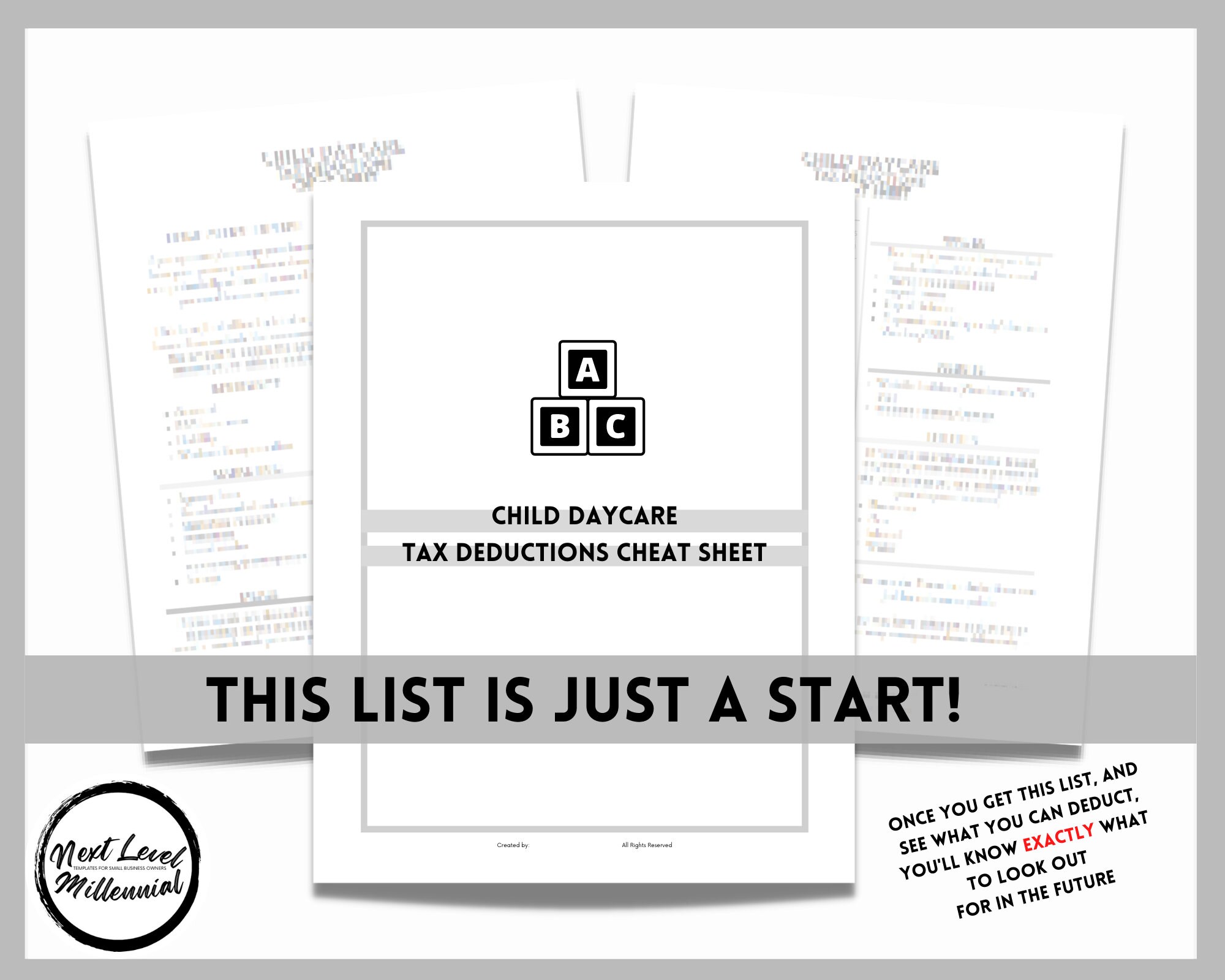 Child Daycare Excel Tax Cheat Sheet Deductible Expenses Etsy