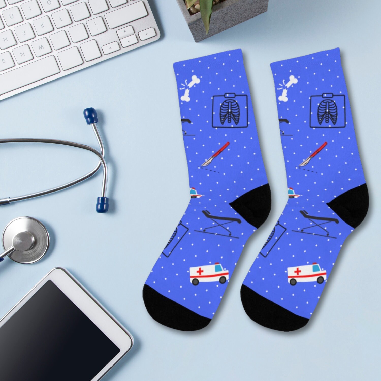 Compresive Printed Socks with Ambulances