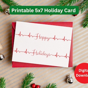 Medical Cardiology Holiday Card, EKG, Gift for Cardiologists, Nurses, Doctors, Residents, Coworkers, Ornament exchange, last minute