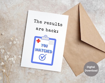 Printable Match Day Congratulations Card, Medical Residency Congrats Card, New Doctor Gift, Match Day Celebration Card, Instant Download