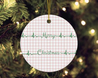 EKG Heartbeat Christmas Ornament | Cardiology Nurse Gift