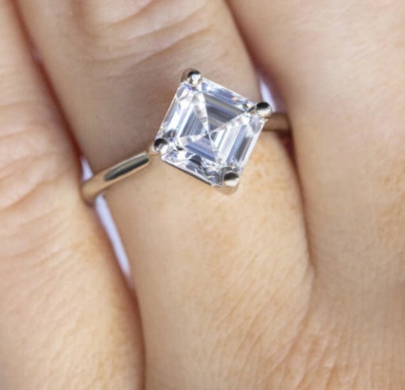 2.00 Ct Asscher Cut Moissanite Engagement Anniversary Ring 925 Sterling Silver 2.00 Ct Asscher Cut Moissanite Engagement Anniversary Ring 925 Sterling Silver