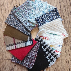 Stoffmuster, Stoffset, Tweed Wolle und Baumwolle Musterset