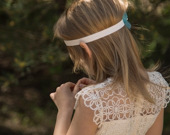 Kant en Tulle Tutu Flower Girl Dress, Ivory Rustieke Bloem Meisje Jurk, Boho Lace Bloem Meisje Jurk, Lace Top Tulle Rok Bloem Meisje Jurk