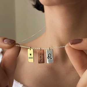 14K Solid Gold Vertical Bar Necklace: Personalized Name Pendant