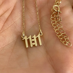 11:11 Angel Number Necklace 14K Solid Gold, Make a Wish Necklace, Custom Number Necklace, Lucky Number Necklace, Spiritual Jewelry Women