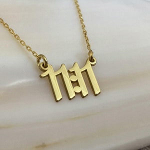 14K Solid Gold 11:11 Necklace, Angel Number Necklace, 1111 Necklace Gold, Make A Wish Necklace, New Beginnings Necklace, Number Necklace