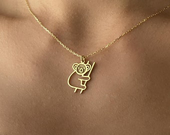 14K Gold Koala Necklace: Wildlife Conservation Charm