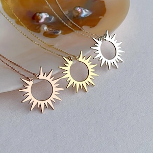 Gold Sun Ring Holder Necklace: Sterling Silver Functional Pendant