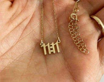 11:11 Engel Nummer Halskette 14K Gold, Machen Sie einen Wunsch Halskette, Benutzerdefinierte Nummer Halskette Glückszahl Halskette, spiritueller Schmuck Frauen