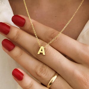 Collar con inicial 3D y cadena Doc, collar con letras personalizadas, collar con nombre en bloque grueso, joyería para el Día de la Madre, delicado collar con alfabeto