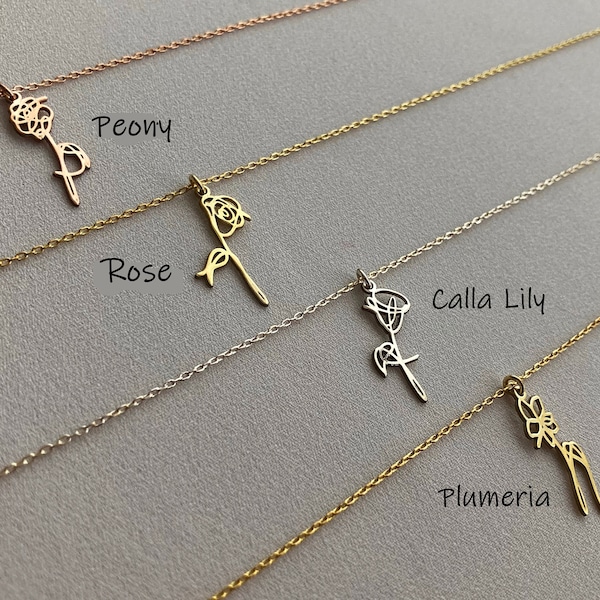 BTS Love Yourself Her L O V E Collier de fleurs, Collier de fleurs en argent sterling, Bijoux Bts, Cadeau de fan Bts, Bijoux K-POP, Bijoux BTS Merch