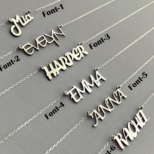 Collar con nombre personalizado, collar con cadena de caja, collar con letra cursiva, collar con nombre en letra de molde, joyería significativa, regalo de Navidad único
