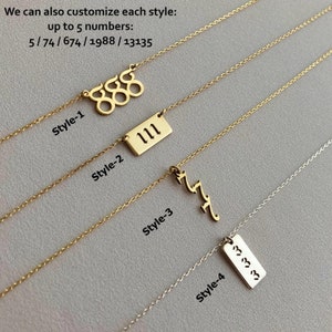 14K Gold Engel-Zahlen-Halskette: Personalisierter Geburts-Jahres-Anhänger