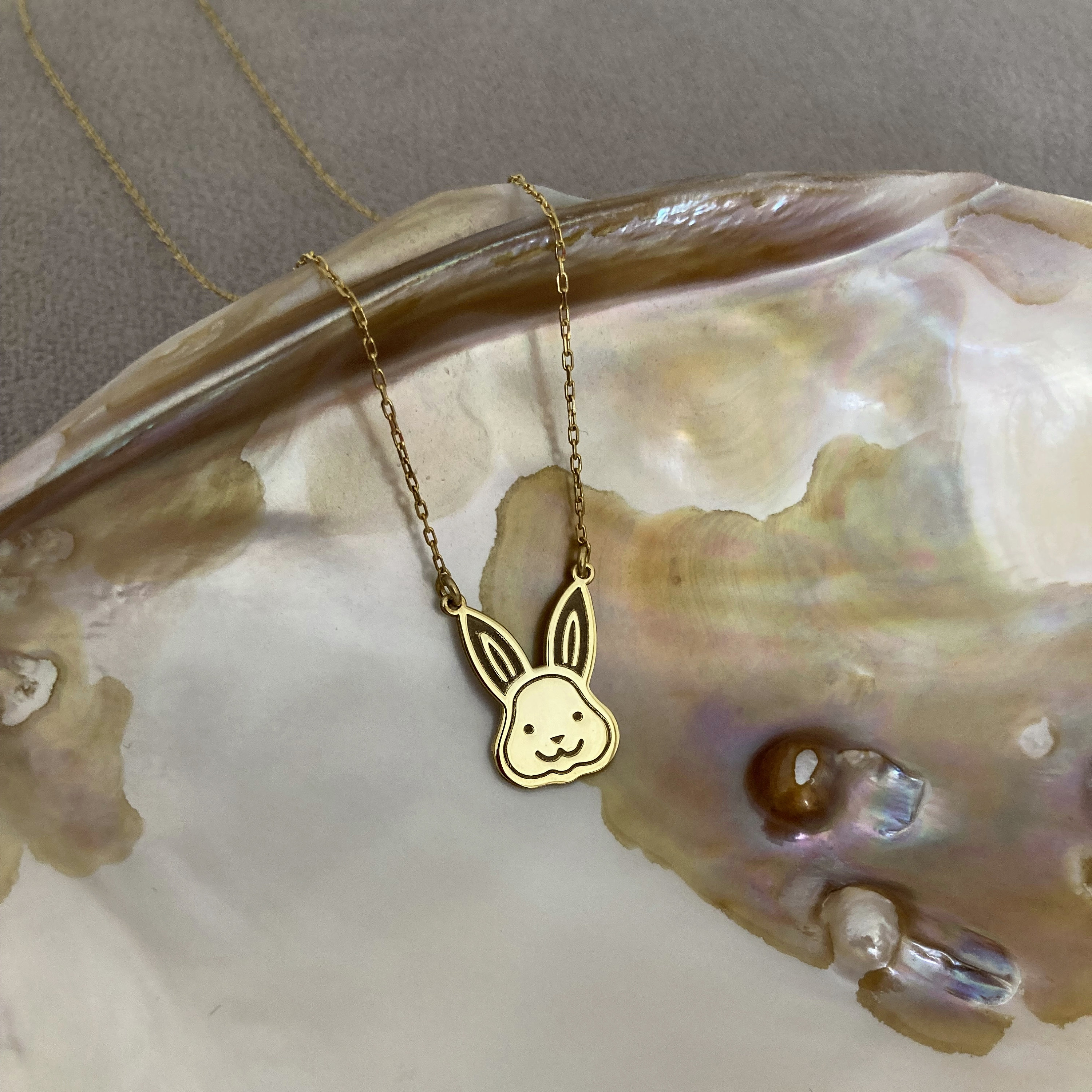 14K Gold Rabbit Necklace Minimalist Bunny Charm, Nature Gift Etsy