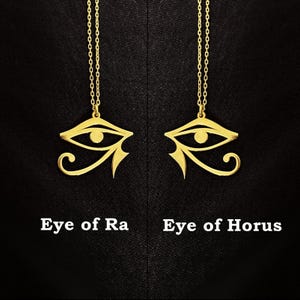 14K Gold Eye of Ra Necklace, Eye of Horus Necklace, Sacred Symbol Jewelry, Ancient Egypt Necklace, Protection Amulet Necklace, Birthday Gift