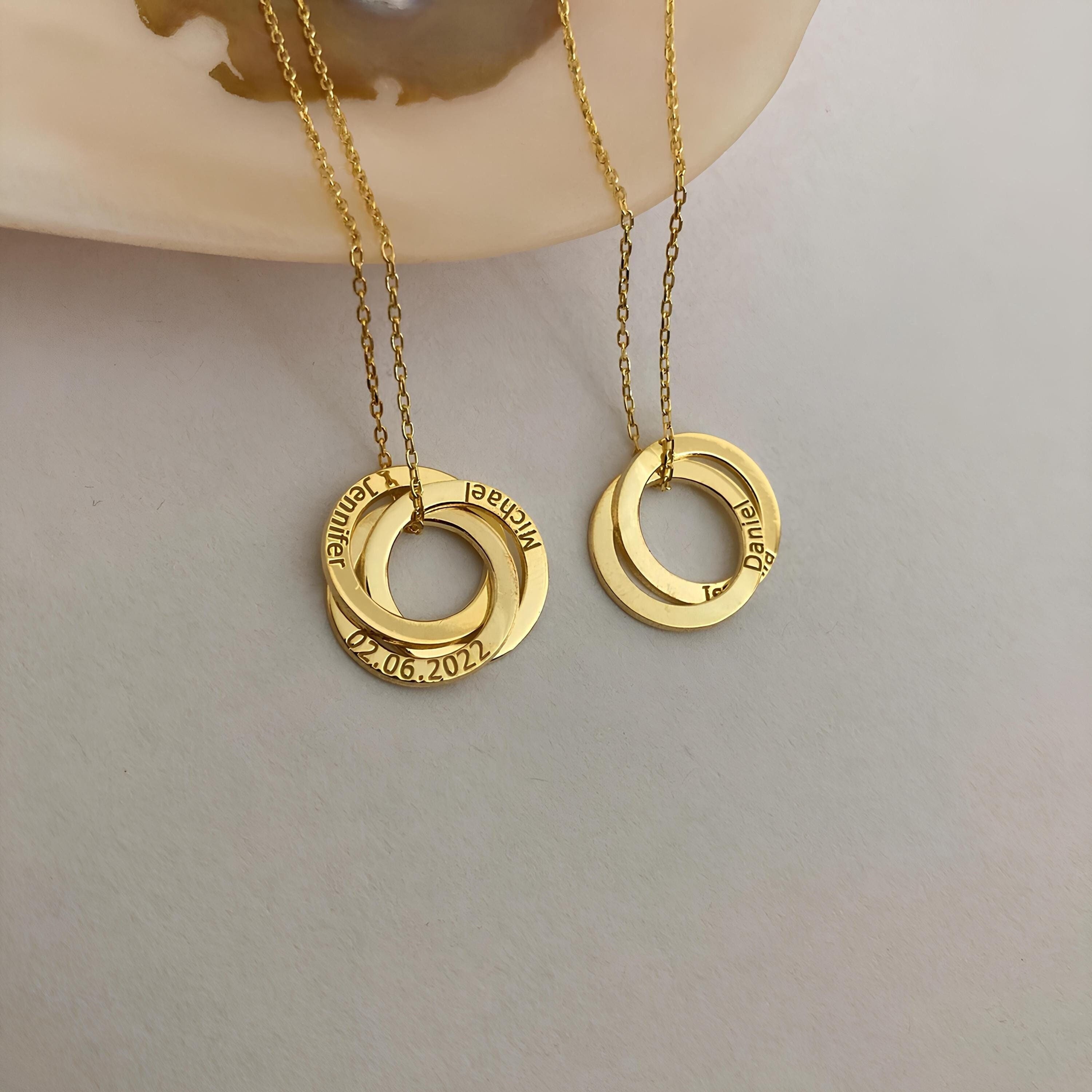 Discover Personalized Interlocking Circle Necklace: Family Name Ring