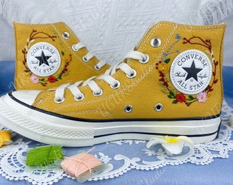 Converse 1970s Chuck Taylor Embroidery Flower Design on - Etsy