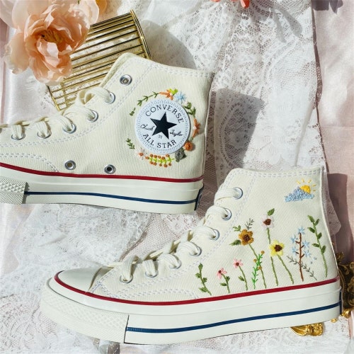 Custom Converse Chuck Taylor Embroidered Garden Flower/ - Etsy