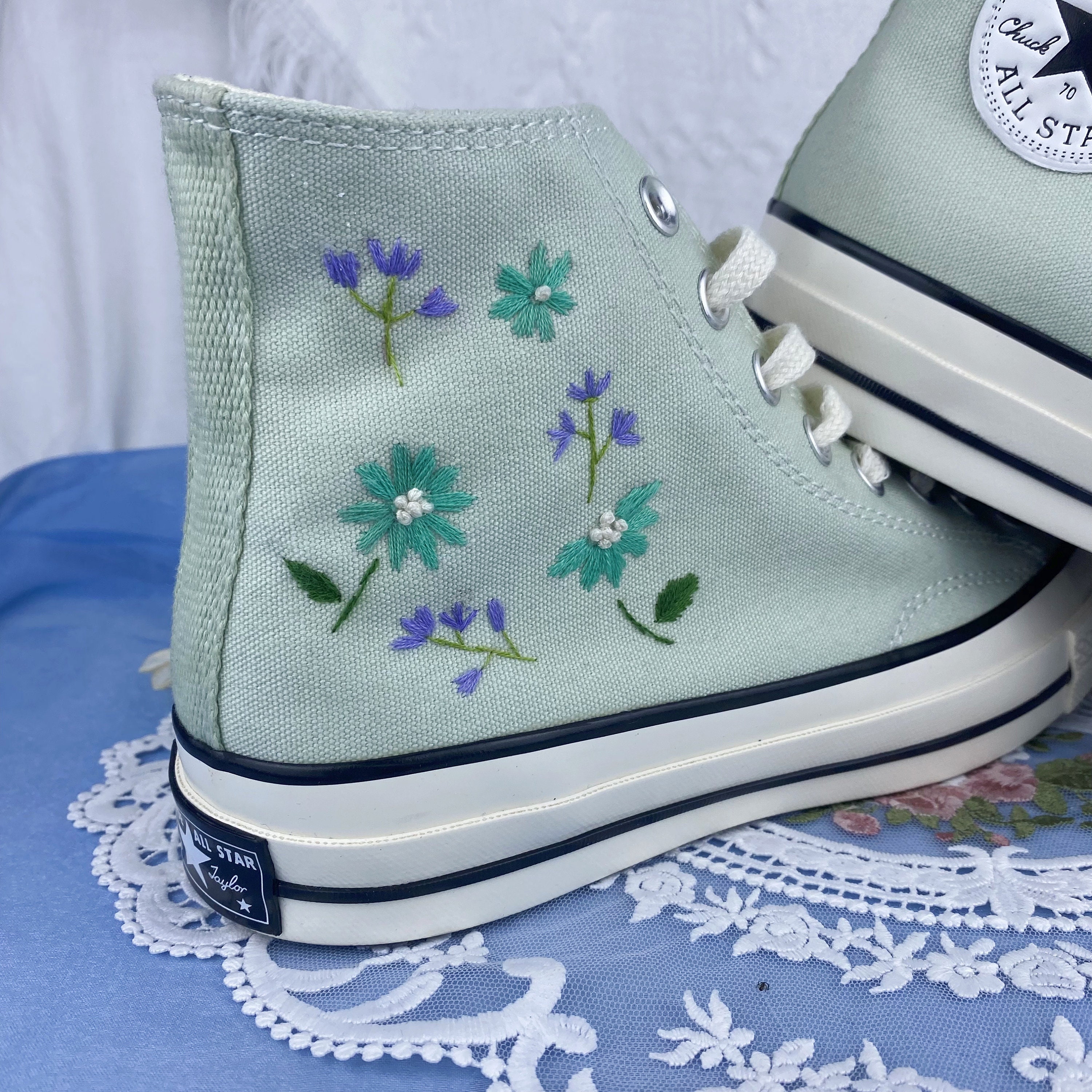 chuck taylor embroidered flowers