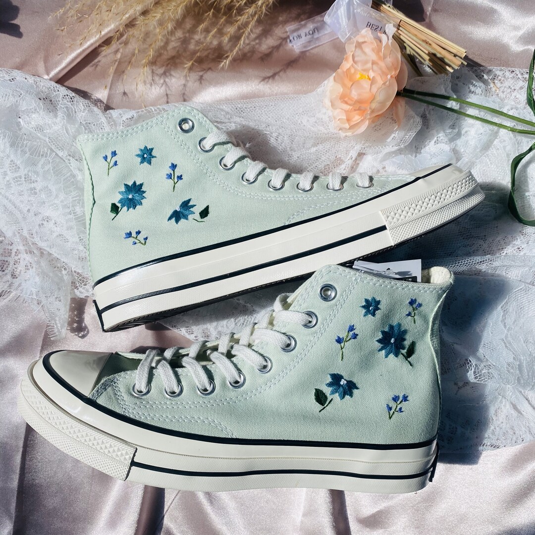 Custom Converse Chuck Taylor Embroidered Flowerembroidered - Etsy
