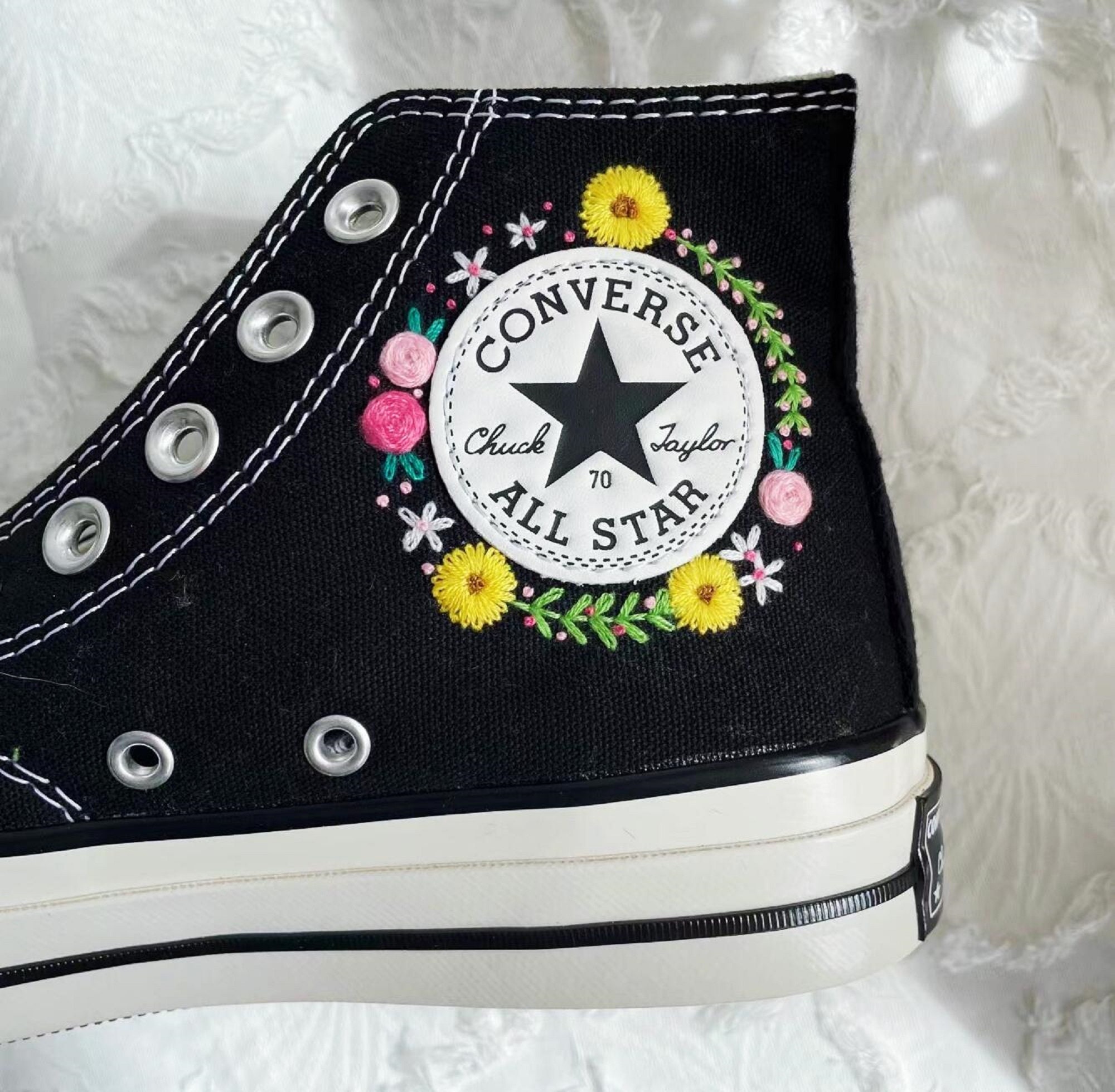 Converse Moon Hand Embroidery Shoes and Stars/converse Custom Etsy