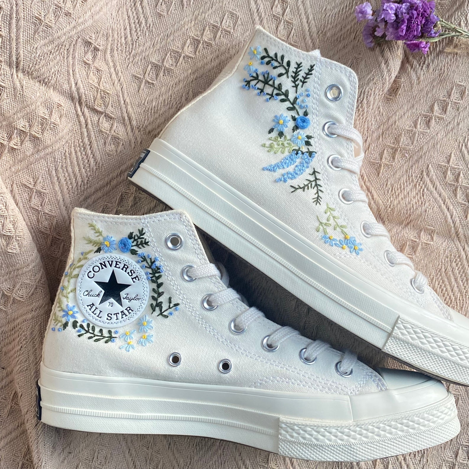 Wedding Sneakers/ Valentine Gift/embroidered Wedding Flowers - Etsy