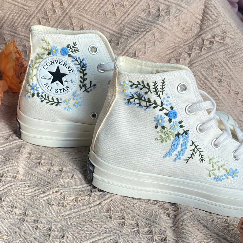 Wedding Sneakers/ Valentine Gift/embroidered Wedding Flowers - Etsy