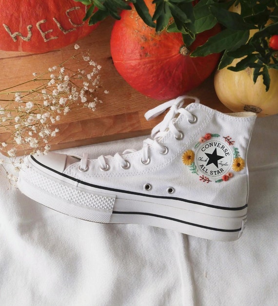 Flor bordada High-Tops/Converse de - Etsy España