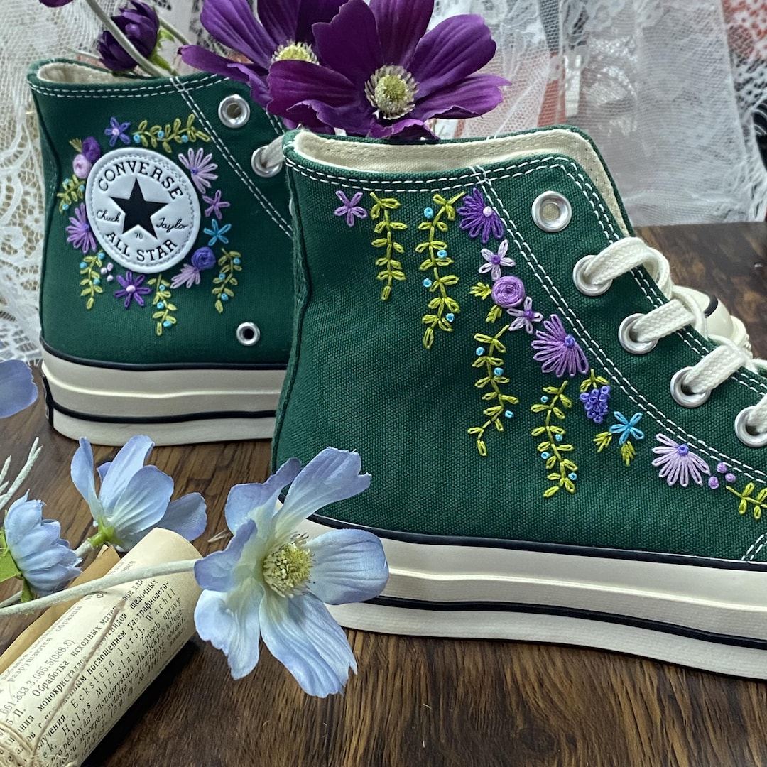 Converse Floral Embroidery Wedding Gif/floral Etsy